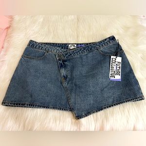 Future Collective Denim asymmetrical Mini Skirt